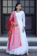 Load image into Gallery viewer, White Thousand Butti Faux Georgette Gown with Embroidered Butterfly Net Dupatta ClothsVilla