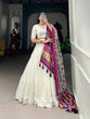 Load image into Gallery viewer, White Timeless Elegance Lucknowi Paper Mirror Work Georgette Lehenga Set