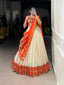 White Vichitra Silk Zari Weaving Lehenga Set with Paithani Jacquard Blouse & Dupatta ClothsVilla