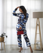 Load image into Gallery viewer, White With Black-Blue Floral Co-Ord Set