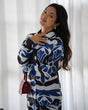 Load image into Gallery viewer, White With Black-Blue Floral Co-Ord Set