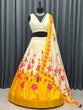 Load image into Gallery viewer, White &amp; Yellow Elegant Tapeta Silk Printed Lehenga Set with Soft Net Blouse &amp; Jhumka Dupatta ClothsVilla