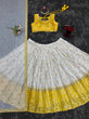Load image into Gallery viewer, White &amp; Yellow Glamorous Jequrd Semi-Stitched Lehenga Set with Sequins &amp; Coding Work ClothsVilla