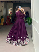 Load image into Gallery viewer, Wine Breathtaking Embroidered Georgette Lehenga Co-ord Set ClothsVilla