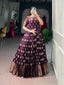 Wine Checks Zari Border Dress ClothsVilla