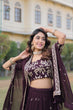 Load image into Gallery viewer, Wine Color Designer Faux Blooming Lehenga Choli Set with Dazzling Sequins ClothsVilla