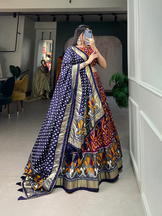 Wine Color Exuberant Dola Silk Lehenga Set with Stunning Foil Prints ClothsVilla