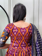 Load image into Gallery viewer, Wine Color Patola Print Gown with Foil Detailing and Tussar Silk Elegance ClothsVilla