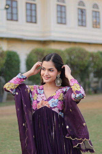 Wine Color Stunning Premium Readymade Alia Cut Kurti, Pant & Dupatta Set in Viscose & Art Silk ClothsVilla