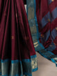 Load image into Gallery viewer, Wine Cotton Silk Saree with Paithani Weaving Work &amp; Matching Blouse ClothsVilla