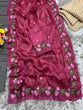 Load image into Gallery viewer, Wine Crush Silk Saree with Intricate Floral Embroidery &amp; Matching Blouse ClothsVilla