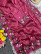 Load image into Gallery viewer, Wine Crush Silk Saree with Intricate Floral Embroidery &amp; Matching Blouse ClothsVilla