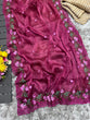 Load image into Gallery viewer, Wine Crush Silk Saree with Intricate Floral Embroidery &amp; Matching Blouse ClothsVilla
