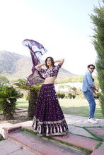 Load image into Gallery viewer, Wine Designer Faux Blooming Lehenga Choli with Shimmering Sequins &amp; Lace ClothsVilla