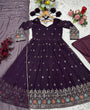 Load image into Gallery viewer, Wine Designer Luxury Anarkali Suit Set ClothsVilla.com