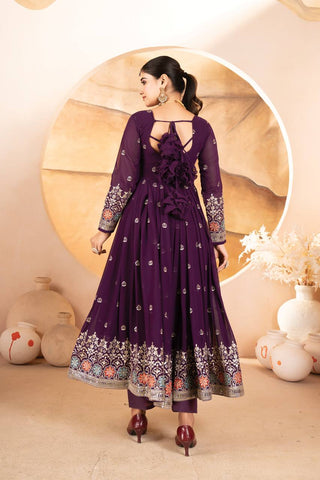 Wine Designer Luxury Anarkali Suit Set ClothsVilla.com