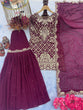 Load image into Gallery viewer, Wine Designer Party Wear Top, Palazzo &amp; Dupatta Set – Elegant Embroidered Look Clothsvilla
