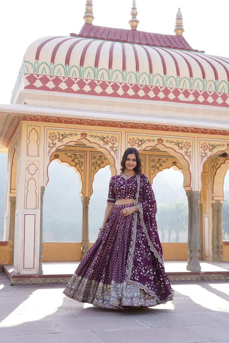 Designer Wedding Party Wear Heavy Lehenga Choli Collection Orange Pure Dyeable Viscose Jacquard Lehenga Choli main image 0