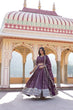 Load image into Gallery viewer, Wine Designer Viscose Jacquard Lehenga Choli &amp; Dupatta Set with Sequins ClothsVilla