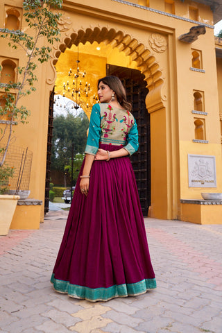 Wine Designer Zari Work Full Gown ClothsVilla