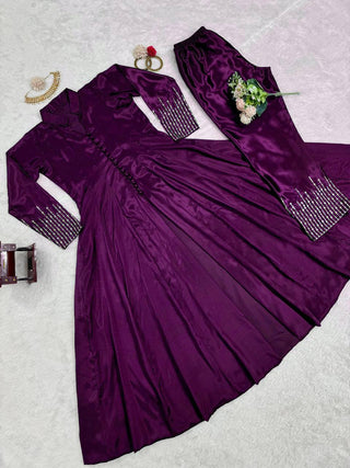 Wine Elegant Chinon Silk Ensemble – Perfect for Every Occasion! Clothsvilla