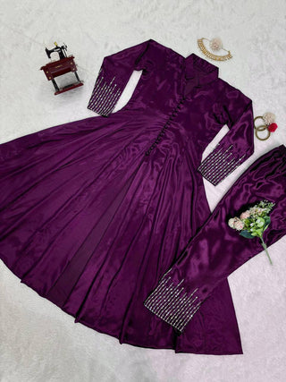 Wine Elegant Chinon Silk Ensemble – Perfect for Every Occasion! Clothsvilla
