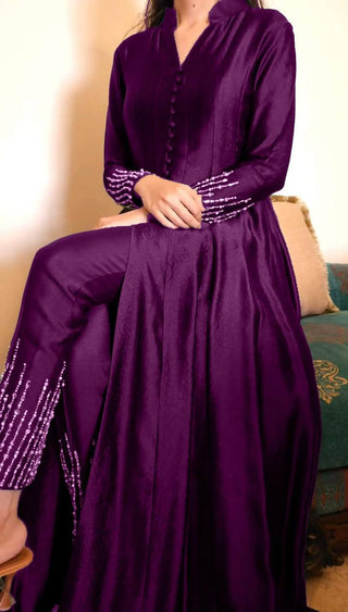 Wine Elegant Chinon Silk Ensemble – Perfect for Every Occasion! Clothsvilla