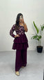 Wine Elegant Embroidered Georgette Top & Palazzo Set – Chic & Classy! ClothsVilla