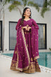 Load image into Gallery viewer, Wine Elegant Embroidered Star Georgette Gown with Dupatta – Full Sleeve, Pan Neck, Zari &amp; Sequin Work Clothsvilla
