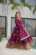 Load image into Gallery viewer, Wine Elegant Embroidered Star Georgette Gown with Dupatta – Full Sleeve, Pan Neck, Zari &amp; Sequin Work Clothsvilla