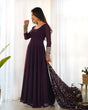 Load image into Gallery viewer, Wine Elegant Georgette Anarkali Gown Set – Festive &amp; Wedding Ready