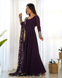 Load image into Gallery viewer, Wine Elegant Georgette Anarkali Gown Set – Festive &amp; Wedding Ready