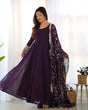 Load image into Gallery viewer, Wine Elegant Georgette Anarkali Gown Set – Festive &amp; Wedding Ready