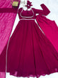 Load image into Gallery viewer, Dark Pink Elegant Georgette Anarkali Gown Set with Dupatta &amp; Pants - Ready to Wear