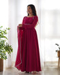 Load image into Gallery viewer, Dark Pink Elegant Georgette Anarkali Gown Set with Dupatta &amp; Pants - Ready to Wear