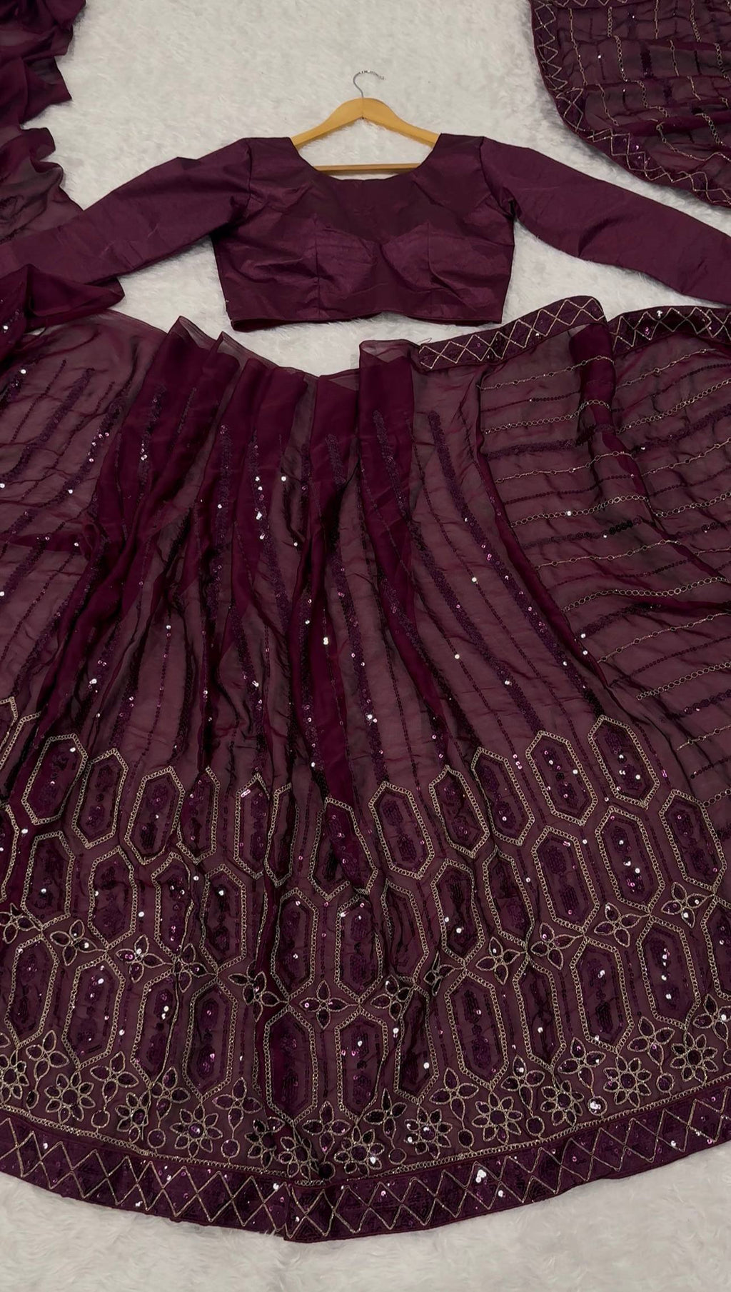 Wine Elegant Kasturi Silk Saree with Sequins & Thread Work ClothsVilla