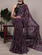 Load image into Gallery viewer, Wine Elegant Lurex Brasso Saree with Floral Viscose Brasso Work &amp; Silk Blouse Piece ClothsVilla