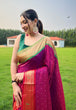 Load image into Gallery viewer, Wine Elegant Paithani Silk Saree with Jacquard Weaving ClothsVilla