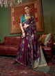 Load image into Gallery viewer, Wine Elegant Satin Silk Saree – Evening Cocktail &amp; Dinner Party Wear ClothsVilla