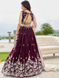 Load image into Gallery viewer, Wine Elegant Satin Silk Sequin Embroidered Lehenga Choli with Dupatta – 3.5 Meter Flair, Fully Stitched ClothsVilla