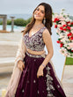 Load image into Gallery viewer, Wine Elegant Satin Silk Sequin Embroidered Lehenga Choli with Dupatta – 3.5 Meter Flair, Fully Stitched ClothsVilla