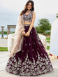 Load image into Gallery viewer, Wine Elegant Satin Silk Sequin Embroidered Lehenga Choli with Dupatta – 3.5 Meter Flair, Fully Stitched ClothsVilla