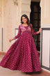 Load image into Gallery viewer, Wine Elegant Staple Jacquard Weaving Gown with Position Print Choli Clothsvilla