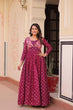Load image into Gallery viewer, Wine Elegant Staple Jacquard Weaving Gown with Position Print Choli Clothsvilla