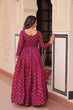 Load image into Gallery viewer, Wine Elegant Staple Jacquard Weaving Gown with Position Print Choli Clothsvilla