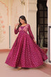 Load image into Gallery viewer, Wine Elegant Staple Jacquard Weaving Gown with Position Print Choli Clothsvilla