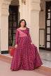 Load image into Gallery viewer, Wine Elegant Staple Jacquard Weaving Gown with Position Print Choli Clothsvilla