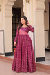 Load image into Gallery viewer, Wine Elegant Staple Jacquard Weaving Gown with Position Print Choli Clothsvilla