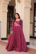 Load image into Gallery viewer, Wine Elegant Staple Jacquard Weaving Gown with Position Print Choli Clothsvilla