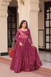 Load image into Gallery viewer, Wine Elegant Staple Jacquard Weaving Gown with Position Print Choli Clothsvilla